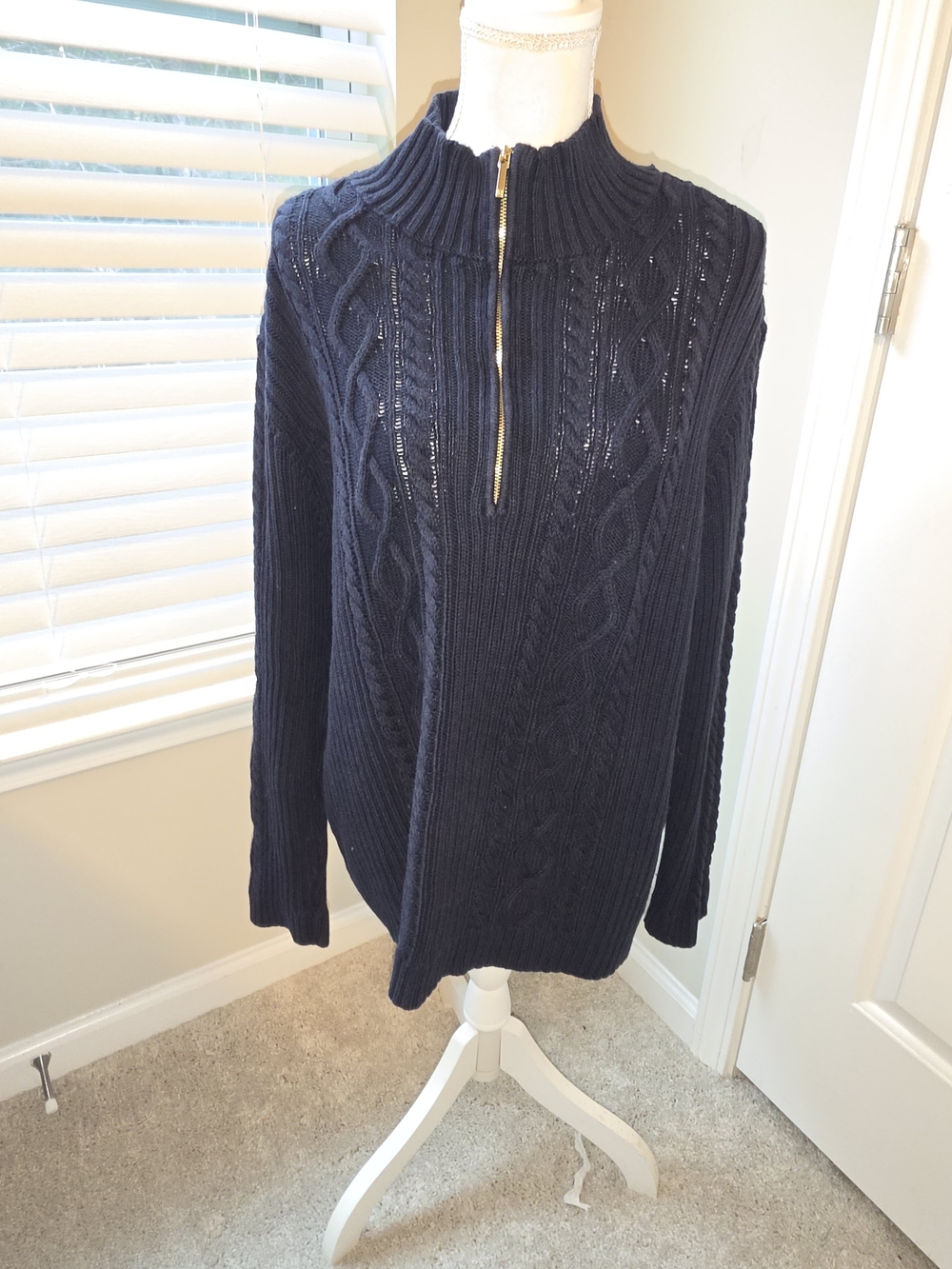 Chaps Navy Cable-Knit Half-Zip Big Men’s Sweater 3xl